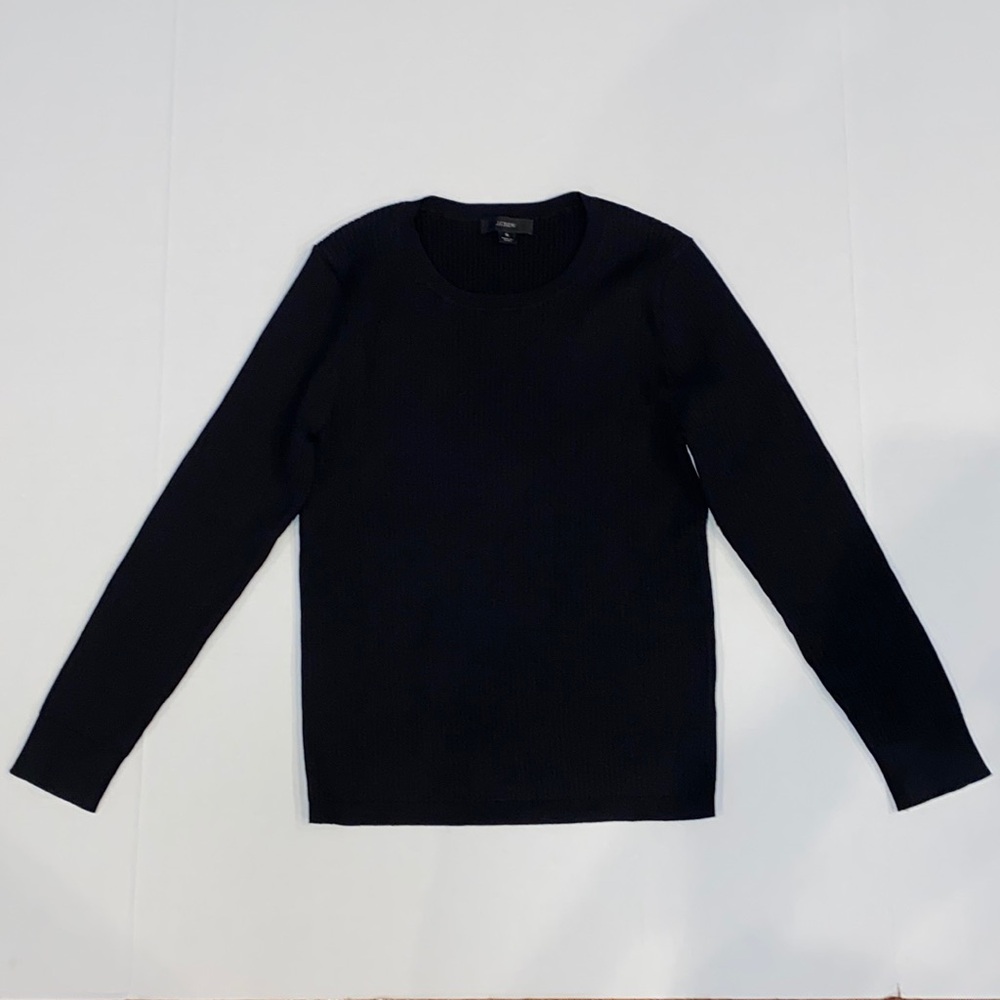 J‎ Crew Ribbed Knit Long Sleeve Top In Black
